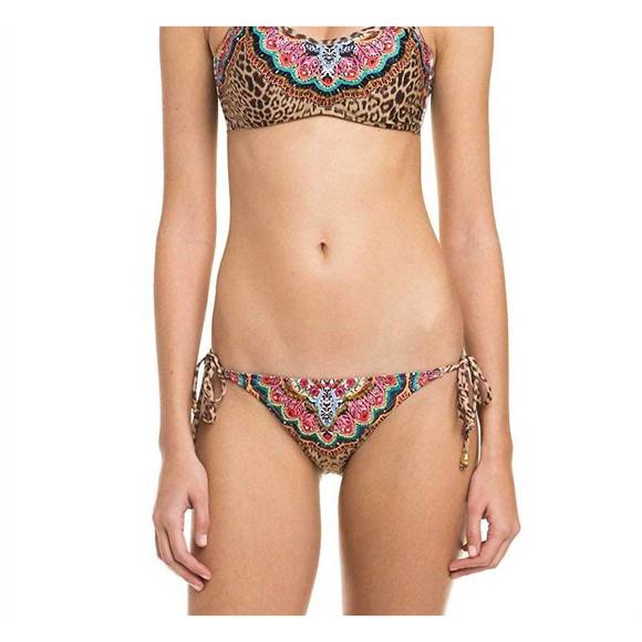 Women's 3pcs Bikini Set, Fringe Trim Swimsuit with Cover Up Skirt, Adjustable Tie Side Top & Beach Wrap
